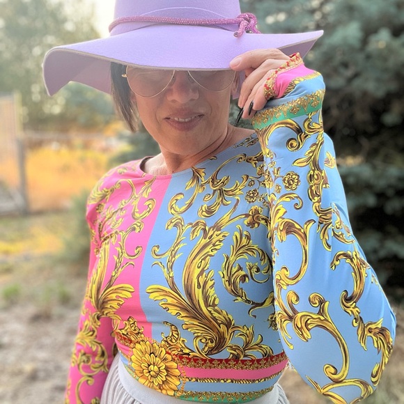 New! Bold Neon Color Block Italian Design Long Sleeve Bodysuit - Picture 6 of 8